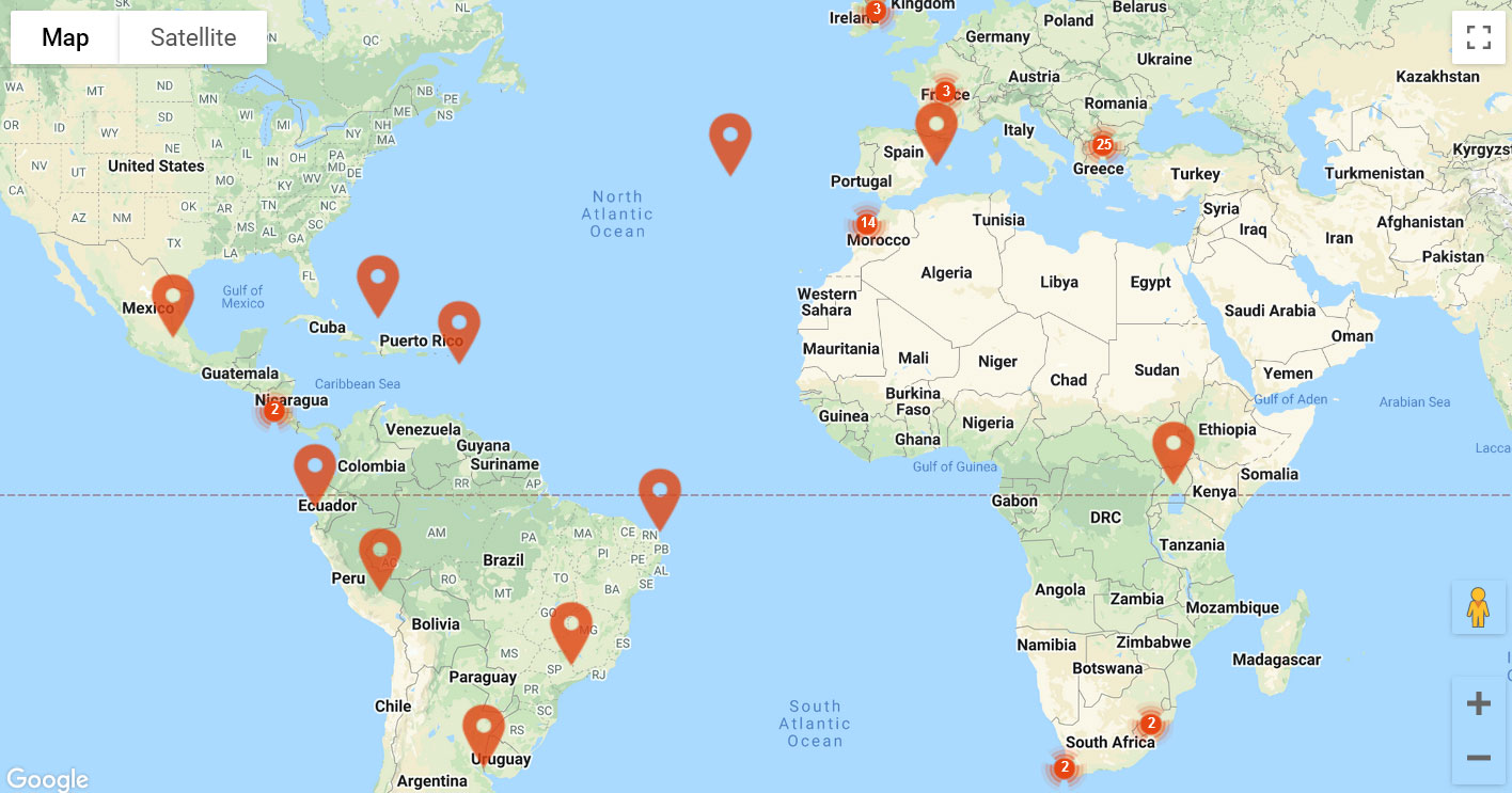 map of nomad stays around the world